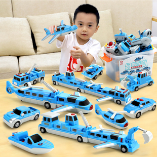 海陆空拼装玩具积木磁力吸铁石百变汽车，2-3岁5儿童，6男孩益智拼接