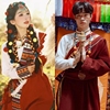 藏族服装女男舞蹈演出服，冬装2024藏式男士民族，服全套长袖藏袍