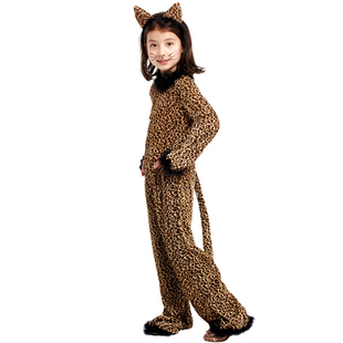 万圣节儿童cosplay服装幼儿黑猫演出服猫女小豹女衣服动物表演服