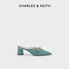 charles&keith春夏女鞋ck1-60920272金属，装饰尖头高跟穆勒鞋拖鞋