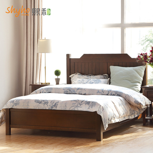 美式复古床实木床1.351.5米抽屉箱体床，双人床儿童床樱桃木家具