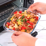 耐热玻璃烤盘烤箱微波专用器皿家用蒸烤焗饭海鲜方形餐具饺子菜盘