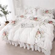 法式白色全棉床上四件套100纯棉床单被套网红公主风床裙夏高级感4