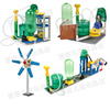 儿童科学实验发电机鼓风机气压，水缸水磨机风力，水力发电组装玩具