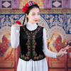 新疆马甲舞蹈演出服装女马夹广场舞民族风坎肩金丝绒绣花修身