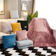 纯色简约水晶绒抱枕靠垫被子两用 多功能午睡被子可折叠抱枕