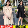 孕妇装夏款连衣裙时尚海军，领宽松大码百褶中长款雪纺上衣200斤潮