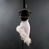 拉丁舞表演出比赛连衣裙，高级白羽毛钻中式露背吊带花服装
