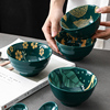 家用陶瓷米饭碗手绘浮雕餐具套装创意吃饭的碗碗碟汤碗麦片碗