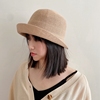 日本和纸帽子女卷边优雅短檐时尚礼帽出游春夏，圆顶透气凉帽渔夫帽