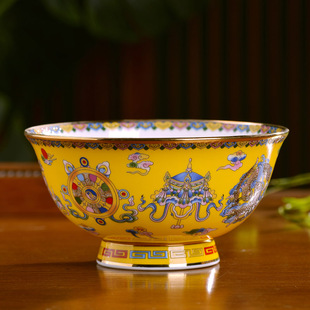 景德镇陶瓷器藏族八宝碗，中式家用骨瓷碗碟餐具，套装饭面碗菜盘碟子