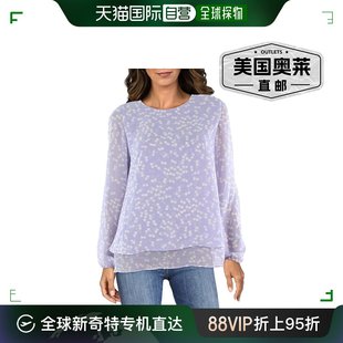 anne klein女式雪纺透明衬衫 - 淡紫色/安妮白色 美国奥莱直