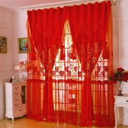 婚房窗帘红色喜庆浪漫温馨蕾丝，卧室客厅遮光结婚窗纱2022定制