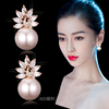 白色珍珠锆石耳环大气，精致的小孔雀长款高端韩国气质耳饰纯银耳钉