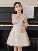 女童礼服公主裙2023秋季长袖潮流日常主持人钢琴演奏演出服