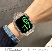 KASO适用苹果s8手表iwatch8表带applewatch7代502s7高级s6硅胶se女6创意5运动4可爱透明45男冰川一体小众