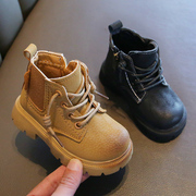 男童马丁靴2023秋冬小童宝宝，烟筒靴子加绒女童，英伦风短靴棉靴