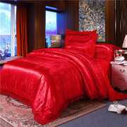 新欧式(新欧式)床上四件套，贡缎提花被套丝绸缎，1.8米双人床单床笠蕾丝花4件