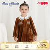 tartineetchocolat法国巧克力童装，女童裙子冬儿童，复古丝绒连衣裙