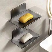 灰色浴室肥皂盒创意，沥水不锈钢免打孔香皂，碟卫生间壁挂式置物架