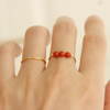 天然南红玛瑙戒指女款指环，开口可调节大号，复古不褪色14k包金戒指