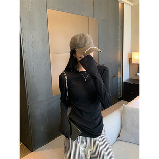 A7seven春夏秋薄款面膜t恤女纯棉长袖修身显瘦体恤内搭打底衫上衣