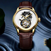 男表全自动机械瑞士男士手表，品牌商务皮带镂空防水机械手表