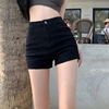 韩版牛仔短裤女高弹力高腰，黑色显瘦辣妹，a字热裤性感紧身包臀ins潮