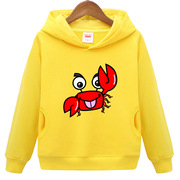 大螃蟹连帽加绒衫桔黄色卫衣，服装男童大红色桔红，女孩子外套头儿童