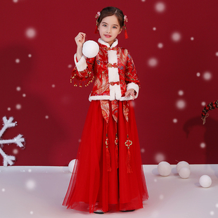 汉服女童中国风超仙古装，童装加厚小孩，冬季拜年服儿童国潮棉服超仙