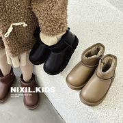 2023年冬季儿童雪地靴，真皮靴子韩版简约女童保暖棉鞋