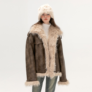 3s3女装韩系冬季毛领设计感加厚加绒外套，高级感宽松潮牌休闲棉服