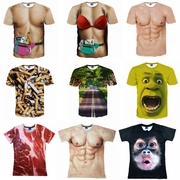 3D创意五花肉男女搞怪肌肉短袖大猩猩T恤年会表演恶搞笑猴子衣服