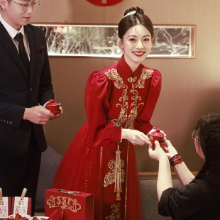 孕妇敬酒服女秋冬季红色新娘结婚新中式旗袍订婚礼服高级感秀禾服