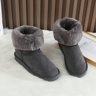 雪地靴女中筒2023加厚保暖棉鞋，加绒冬雪地，棉两穿防滑棉靴子
