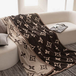 双面印花法兰绒毯子单双人(单双人)盖毯珊瑚绒毛毯加厚冬季午睡毯现代简约