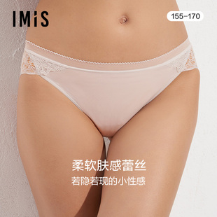 爱美丽IMIS内裤女3件装性感蕾丝拼接网纱腰头低腰平角裤IM25BCJ3