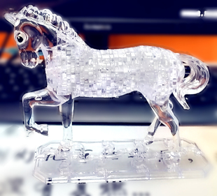 3d立体水晶拼图马匹益智玩具成人拼装积木动物生日礼物摆件办公室