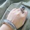 清迈手工银纯银戒指女ins潮时尚个性小众设计男士银饰复古食指戒