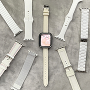 纯好看白色米白真皮磁吸硅胶，适用iwatch表带s7苹果手表applewatch