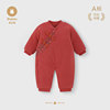 婴儿连体衣红色棉服秋冬加厚新生儿衣服宝宝满月周岁喜庆外出棉袄