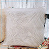 外贸美式纯棉靠垫套手工钩针钩编白色方形沙发客厅抱枕套不含芯
