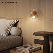 原木风小吊灯极简创意玻璃木艺设计卧室灯饰温馨复古个性床头灯具
