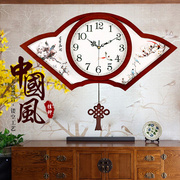 新中式挂钟客厅中国风扇形挂表创意大气时钟家用艺术装饰时尚钟表
