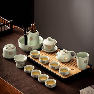汝窑茶具套装中式高档功夫家用泡茶壶密胺，盘整套陶瓷盖碗茶杯礼盒