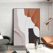 抽象巨幅落地画竖版沙发背景墙装饰画玄关棕色艺术客厅挂画