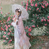 eao4蕾丝伞公主洋伞婚纱照外景，摄影道具法式白色花边伞舞蹈伞
