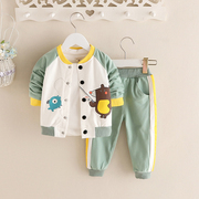 男童秋装两件套0-1-2-3岁酷帅婴儿童，衣服潮洋气4女宝宝，春秋季套装