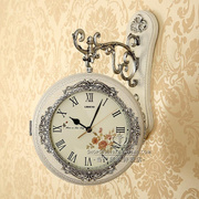 丽盛石英钟欧式双面钟表，创意客厅时尚两面挂钟简约时钟，田园现代表