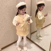 女童小香风套装秋冬装，2023女宝网红炸街时髦洋气，儿童加绒冬装